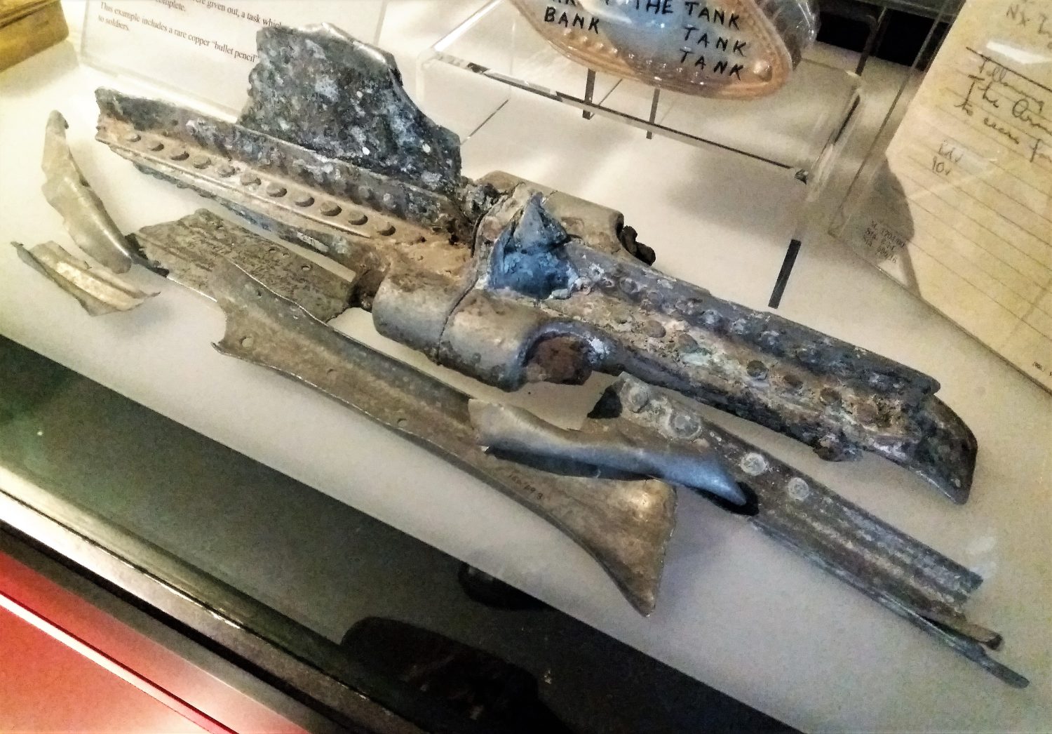 shrapnel and broken pieces of metal.